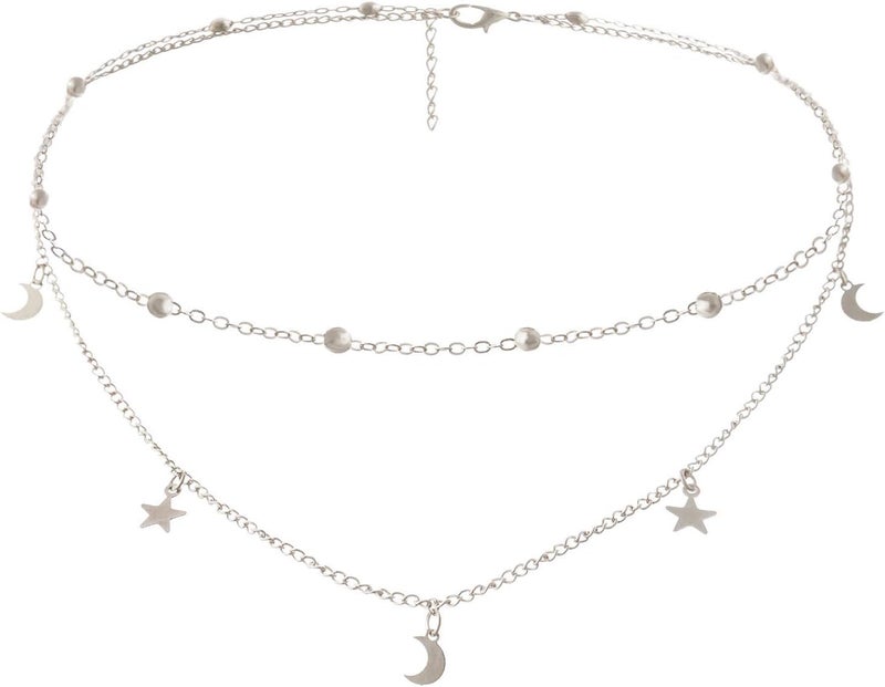 BaubleStar Star Moon Charm Necklace Layering Chain Choker for Women - Image 1